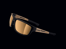 uvex Sportbrille mit goldgetoenten Glaesern